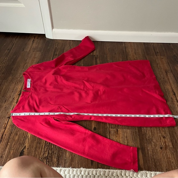 Trina Turk Red Long Sleeve Round Neck Shift Dress Size 10 - Picture 7 of 12